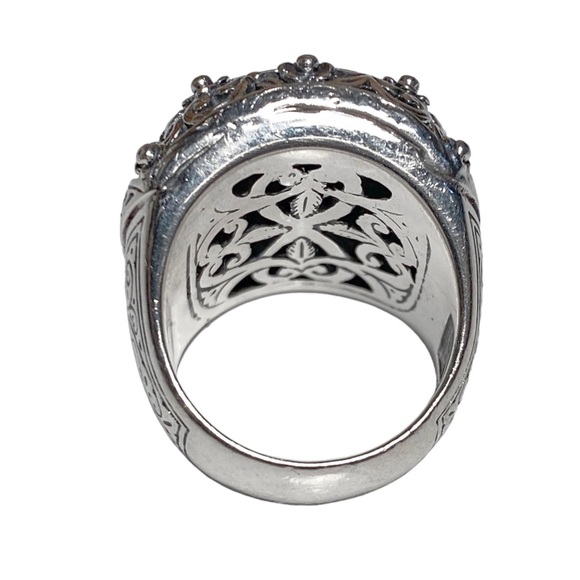 Konstantino .925 Sterling Silver Domed Face with Etched Scroll Designs Ring - Picture 12 of 16